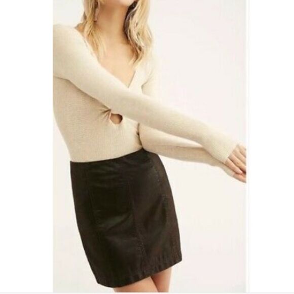 Free People Dark Brown Mini Skirt - Picture 2 of 6